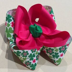 Shamrock & Pink Clover Hair Bow